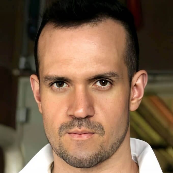 Andy Onassis presented as a tall and powerfully built gay adult performer