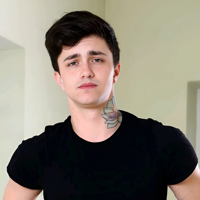 Jake Bass, stylish gay adult performer with green eyes