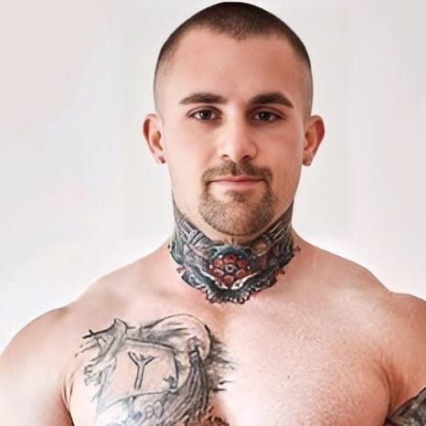 Carlo Fiero, compact muscular gay adult performer